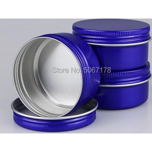 24pcs/pack Blue Empty Aluminum Jars 80g Refillable Cosmetic Bottle Ointment Cream Sample Packaging Containers Screw Cap