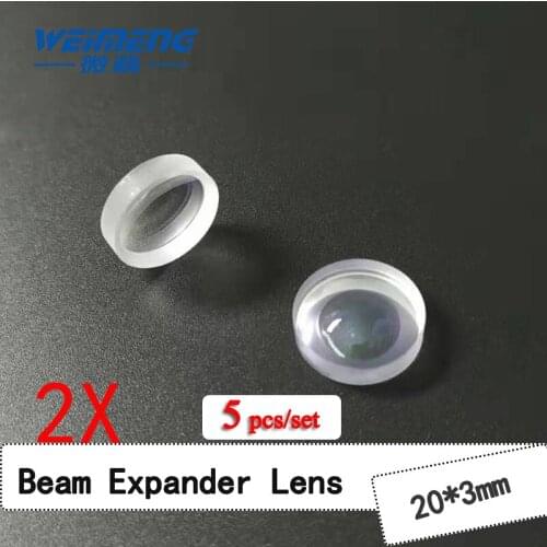 Weimeng 5pcs/set 2X Beam Expander Lens JGS1 quartz optical lens for laser cutting welding marking beauty machine
