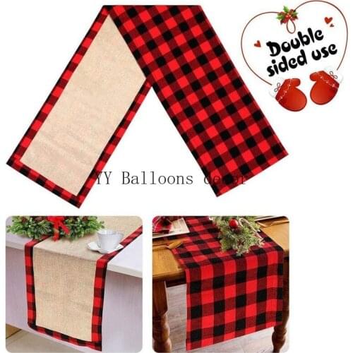 Christmas TableCloth Decoration Christmas Table FlagTablecloth Christmas New Year Decoration Gift Plaid Fabric Burlap Table Flag