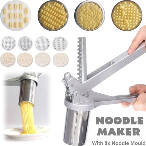 Stainless Steel Manual Noodle Maker Press Pasta Machine Crank Cutter Fruits Juicer Cookware With 8 Pressing Noodle Moulds Making