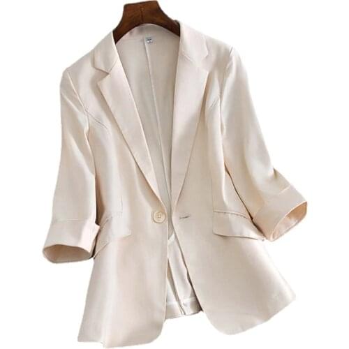 Spring Autumn Office Blazers Suit Coat Women 4XL Plus Size Fashion Linen Blazer Women Casual Suit Jacket R137