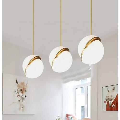 Modern creative personality half moon sphere acrylic chandelier simple living room home decoration chandelier indoor lighting