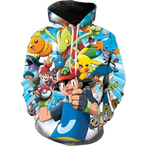 Pokemon Pikachu Hoodies Game 3D Printed Sweatshirt Long Sleeve Clothes for Teens Boys Girls 3-14Years Child Pullover Hoody P04