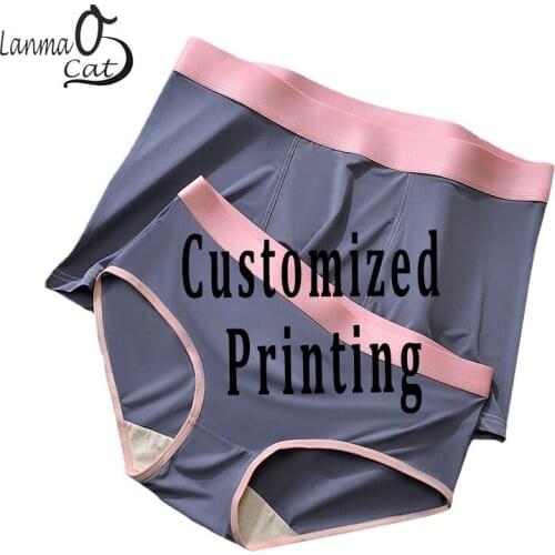Men Women Couple Underwear Custom DIY Printing Men Boxer Shorts Women Briefs Lovers Underpants