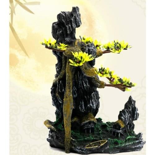 Unique Shape And Durable Resin Rockery Mountain Aquarium Decoration Fish Tank Landscape Ornament Crafts Black Placement Items
