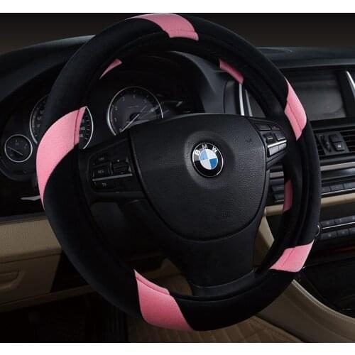 Universal Carr plush Steering-Wheel Covers Anti-slip Skidproof Durable 37-38CM/15" Dynamic Fibre Handmade Steering Wheel Cover