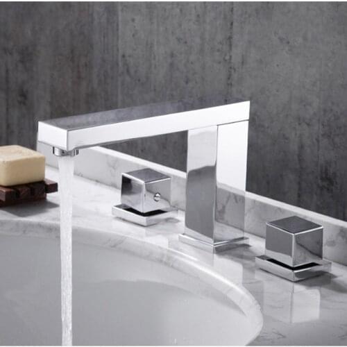 Bathroom Sink Faucet Basin Faucet Chrome Brass 3 Holes Double Handle Black Luxury Bathbasin Bathtub Tap Hot and Cold Mixer Water