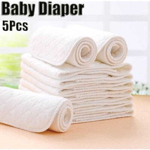 High Quality 5Pcs/Lot Six Layers White Ecological Cotton Baby Diapers Paper Infant Nappy Newborn Baby Diapers Seasons Reusable