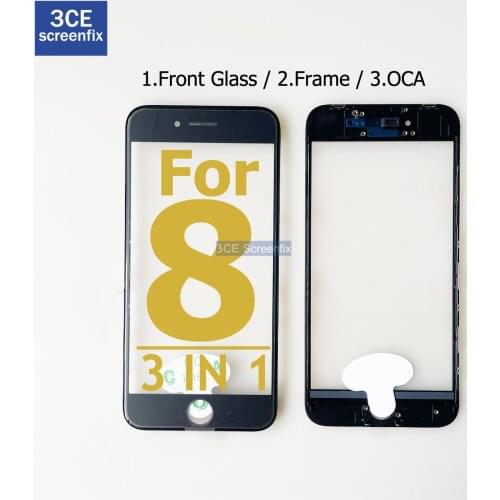 Top Quality Front Outer Glass Middle Frame Bezel Laminate OCA For iPhone 8 3 in 1 2 in 1 Front Glass Frame OCA