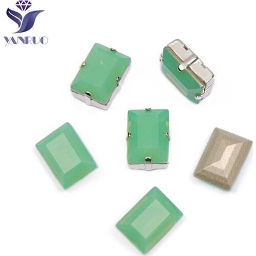 YANRUO 4527 Step Cut Pacific Opal Glass Sewing Rhinestones For Glass Crystal Clothes Applique Accessories Decoration Shoes