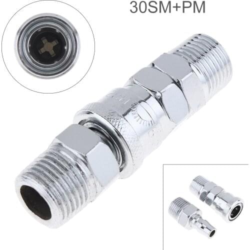 2Pcs Iron Pneumatic Fitting Air Line Hose Compressor Connector Quick Release Coupler Air Line 30SM PM /30SH PH/30SF PF/30SP PP