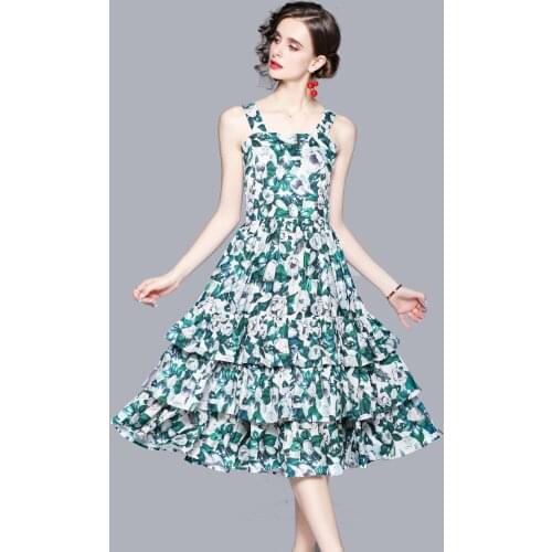 Slash Neck Summer Party Dress Europe Vintage Long Midi Dress Elegant Spaghetti Strap Loose Green Zipper Backless Harajuku C442