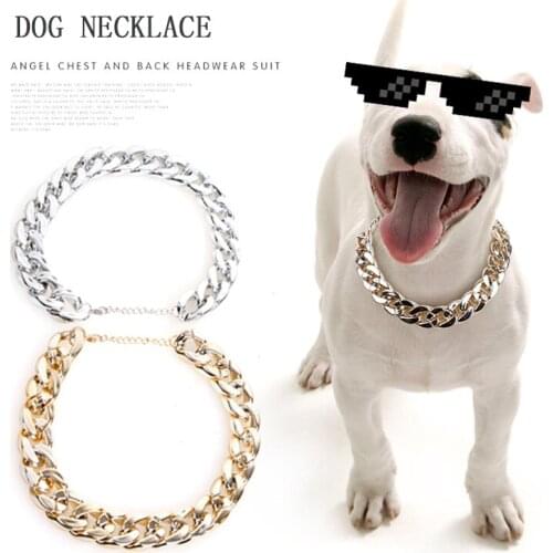 Dog Bully Golden Chain Teddy Pug Fighting Silver Chain Small and Medium-sized Dog Collar Pet Cat Necklace Jewelry Accessories