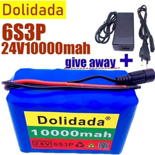 100% New 24V 10Ah 6S3P 18650 Battery Lithium Battery 25.2v 10000mAh Electric Bicycle Moped /Electric/Li ion Battery Pack+Charger