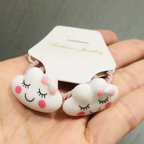 2Pcs/set Girls Animal Clouds Cats 3cm Elastic Hair Bands Ponytail Holder Scrunchies Kids Fashion Children Hair Accessories