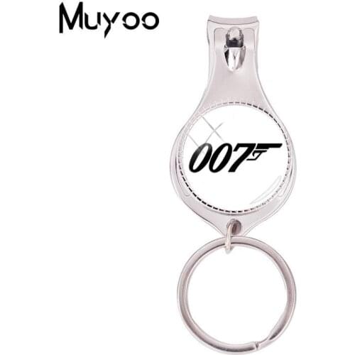 2018 Fashion 007 Multifunctional Keychain Movie Nail Clipper Keyring Glass Handmade Jewelry Round Nail Clippers