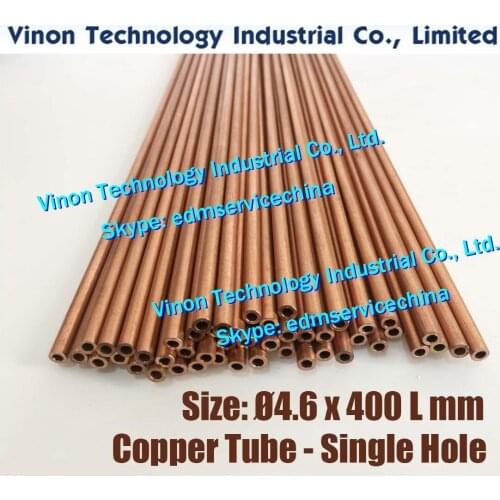 4.6x400LMM Copper Tube Single Hole (30PCS/LOT), Copper EDM Tubing Electrode Tube diameter 4.6mm Length 400mm