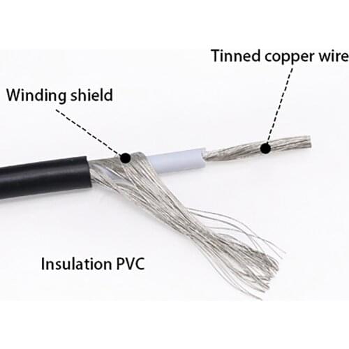 UL1533 Single Core Shield Wire 26/28AWG Tinned Copper PVC Audio Cable 300V 1Meter