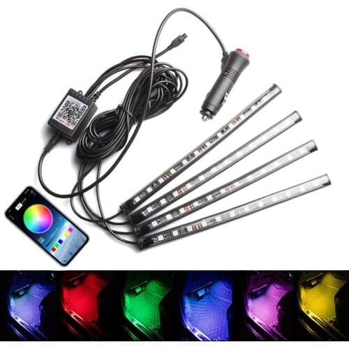Car LED atmosphere light Car decoration light APP voice control atmosphere light Bluetooth RGB music rhythm light