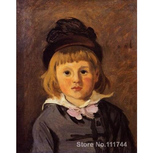 Large canvas wall art Portrait of Jean Monet Wearing a Hat with a Pompom by Claude Monet High Quality Hand painted