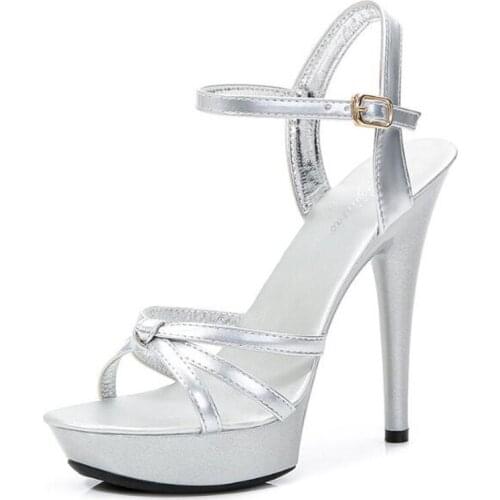 Patent Leather Jelly Sandals Open Toe 13CM Thin High Heels Women Sandals Buckle Open Toed waterproof platform Party shoes woman