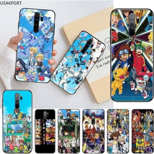 USAKPGRT Cartoon Digimon Soft black Phone Case for Redmi Note 9 8 8T 8A 7 6 6A Go Pro Max Redmi 9 K20 K30 Pro