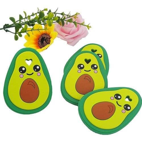 Chenkai 5PCS Silicone Avocado Teether Baby Animal Bird Teether For DIY Baby Nursing Chewing Teether Chain Pendant Necklace Toy