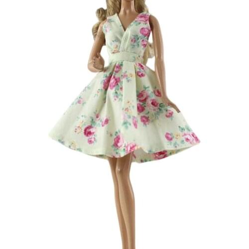 Paris Fashion Floral Dress Outfit Set for Barbie 11 Inches BJD FR SD Doll Dress Clothes Dollhouse Roll Play Accessories
