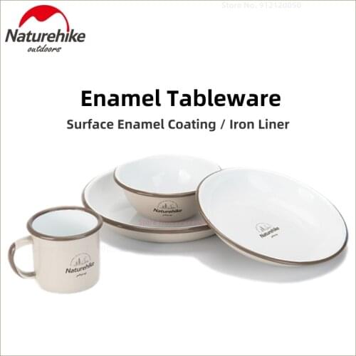 Naturehike Picnic Enamel Tableware Outdoor Portable Bowl Dinner Plate Salad Dish Camping Plate Cup Bowl Camp Picnic Equipment