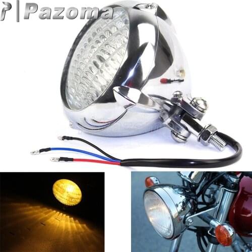 Polish Motorcycle Vintage H4 Bulb 4 1/2'' Headlight High Low Beam Front Head Lamp Universal For Harley Bobber Chopper Cafe Racer