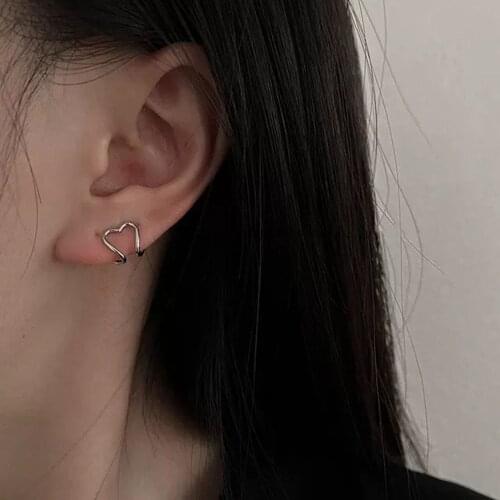 Geometric 2021 New Fashion Silver Color Ear Cuffs Heart Clip Earrings for Women Climbers No Piercing Fake Cartilage Earring