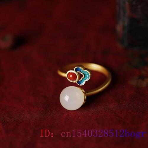 White Jade Ring Men Jewelry Zircon Natural Amulet Charm Women Gemstone Fashion Gifts Chalcedony Crystal 925 Silver