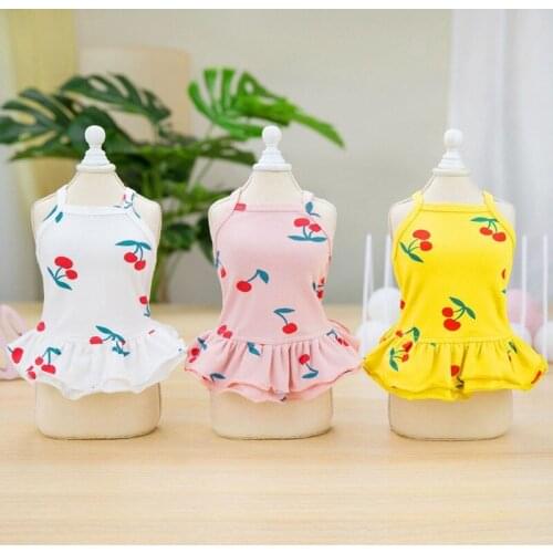 Summer Dog Dresses For Small Dogs Pet Clothing Cute Cherry Printed Dog Dress Skirt Puppy Cat Princess Clothes Apparel Outfits