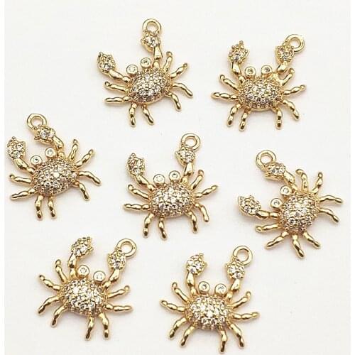 New arrival! 19x16mm 50pcs Cubic Zirconia Crab Shape Charm For Handmade Necklace Earring DIY Parts Jewelry Findings & Components