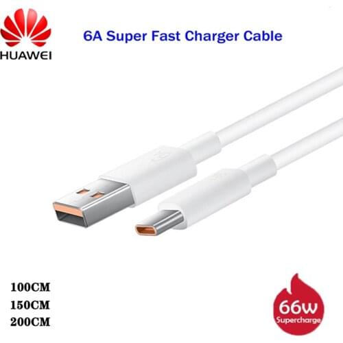 6A USB Type C Cable Original Huawei Mate 40 30 Pro Supercharger 100/150/200CM Data Cord For P40 P30 Pro Honor 30 S 9X Nova 8 se