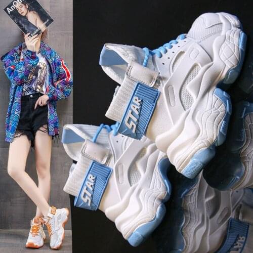 Daddy shoes womens spring fashion casual shoes 2021 new thick-soled trend street shot net red students high help shoes