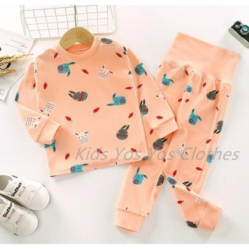 New Kids Boys Girls Pajama Sets Cartoon Rabbit Long Sleeve Pijamas T-Shirt Tops Trousers Toddler Baby Autumn Sleeping Clothing