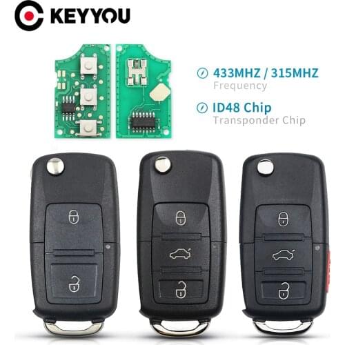 KEYYOU 2/3/4 Button Remote Car Key For VW PASSAT Polo Skoda Seat Polo/Golf/Beetle 1J0959753 DA/AH/AG 1K0959753G 434Mhz ID48