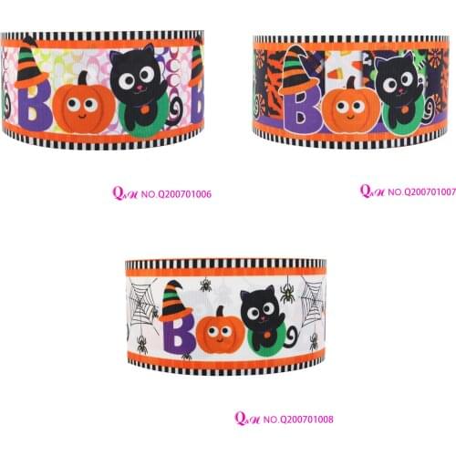 Q&N ribbon 16mm 22mm 25mm 38mm 50mm 75mm cat boo halloweek decorations party /FOE free shipping
