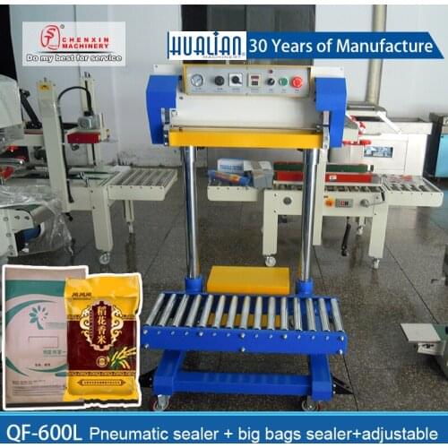 QF-600L Pneumatic sealing machine hualian sealer 50KG 20KG bags Sealer Kraft paper bag palstic film bags rice bags sealer