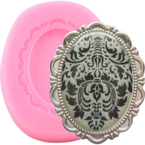 Oval Frame Relief Silicone Molds Party Cupcake Topper Fondant Cake Decorating Tools Candy Polymer Clay Chocolate Gumpaste Moulds