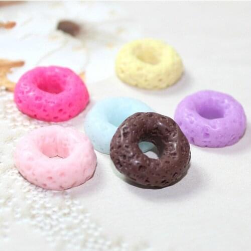 20pcs Diy Resin Kwaii Donut Flatback Parts Phone Shell Cream Food Play Cabochon Scrapbooking Embellishments For House Toy