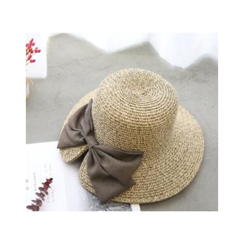 Womens Sun Hat Big Bow Wide Brim Floppy Summer Hats For Women Beach Panama Straw Bucket Hat Sun Protection Visor Femme Cap