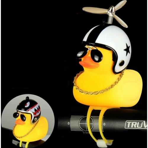 Cute Bicycle Bell Duck Wearing a Helmet Shape Horn Bicycle Motorcycle Safety Helmet Shape Lamp Toy Bicycle Light Head Lights