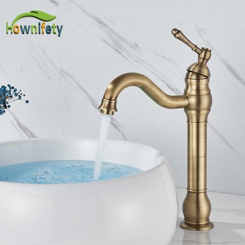 Anitque Brass Brass Bathroom Basin Faucet Short Tall Type Wall Mounted Hot Cold Rotation Sink Mixer Taps