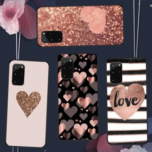 Glitter Gold Love Rose Phone Case for samsung galaxy s21 s20 fe s10 s9 s8 s30 note 20 10 ultra plus pro lite 5G coque