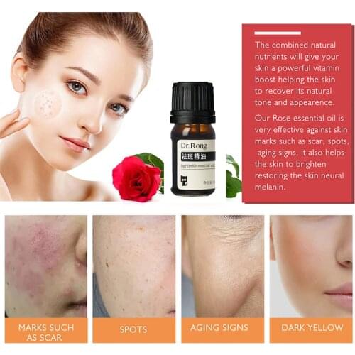 10ml Fades Spots Rose Essential Oil Facial Serum Natural Beauty Moisturize Fades Freckles Remove Fine Lines Anti-Aging Skin Care
