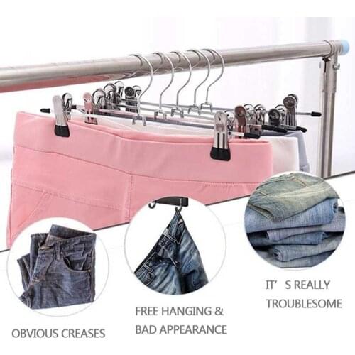 10Pcs/Pack Stainless Steel Drying Rack Hanger For Clothes Skirt Pants Mens Suits，Rotatable Clothes Hanger With Securing Clips
