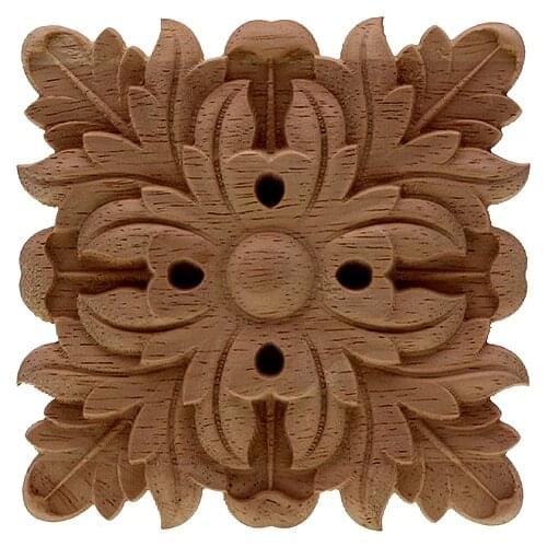 VZLX Practical Boutique Rubber Carved Onlay Applique Unpainted Furniture For Home Door Cabinet Decoration Wood Color Figurine