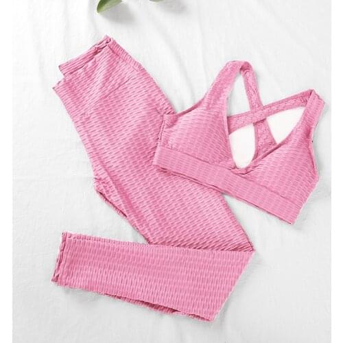 CHRLEISURE Sports 2 Piece Sets Outfits Push Up High Waist Stretchy Fitness Gym Tracksuit Women Running Sexy Sportswear
